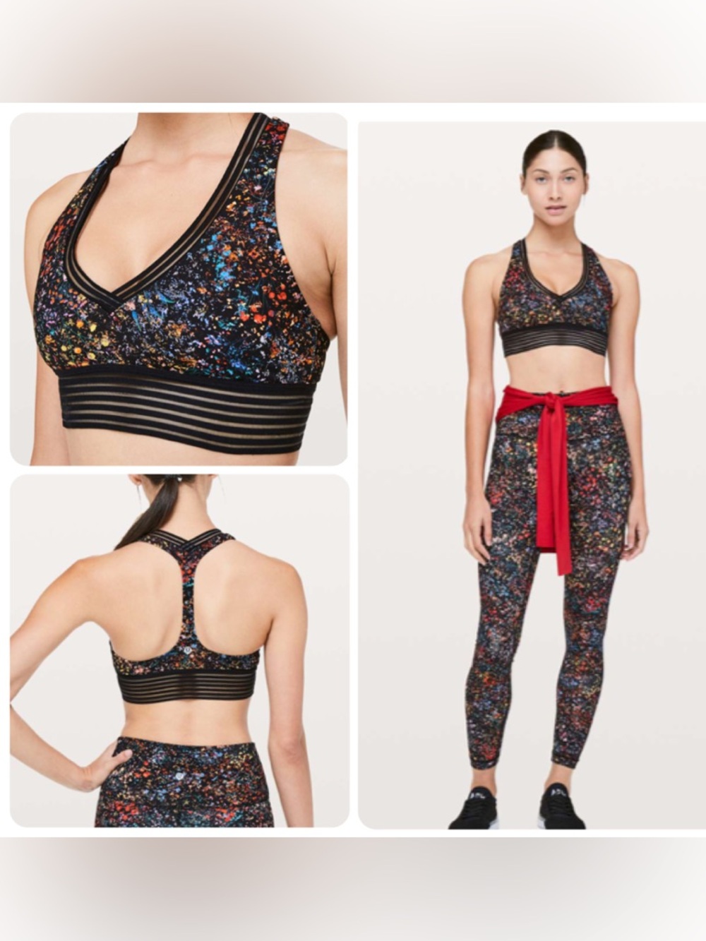 NWOT *RARE Lululemon Find Focus Bra *Flowerescent Multi / Black (US 10)